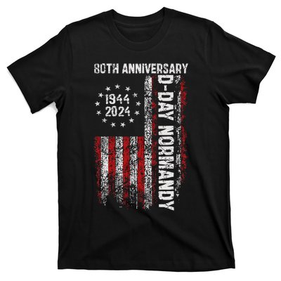 Dday 80th Anniversary American Flag 1944 Normandy T-Shirt