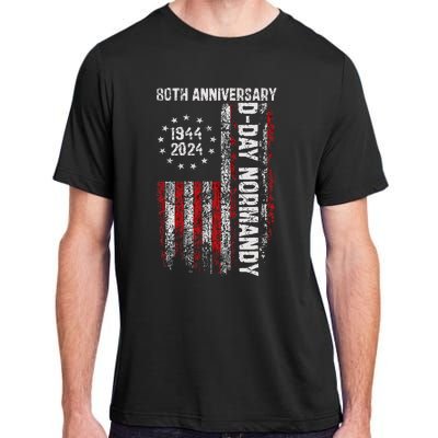 Dday 80th Anniversary American Flag 1944 Normandy Adult ChromaSoft Performance T-Shirt