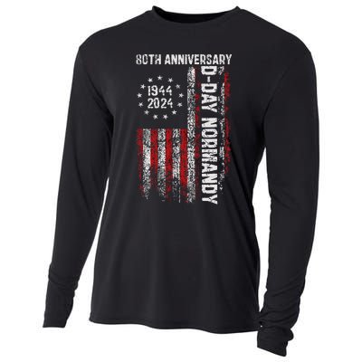 Dday 80th Anniversary American Flag 1944 Normandy Cooling Performance Long Sleeve Crew