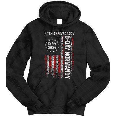 Dday 80th Anniversary American Flag 1944 Normandy Tie Dye Hoodie