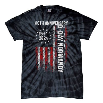 Dday 80th Anniversary American Flag 1944 Normandy Tie-Dye T-Shirt