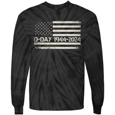 Dday 80th Anniversary 19442024 Normandy Us Flag D Day Tie-Dye Long Sleeve Shirt