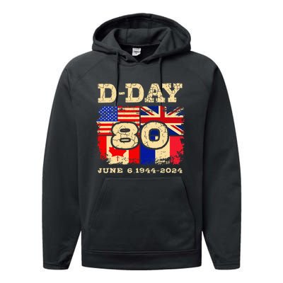 Dday 80th Anniversary Normandy Honoring Those Who Gave All Performance Fleece Hoodie