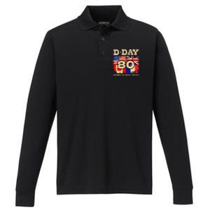 Dday 80th Anniversary Normandy Honoring Those Who Gave All Performance Long Sleeve Polo