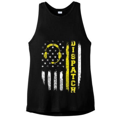 Dispatch 911 Dispatcher First Responder Emergency Call USA Ladies PosiCharge Tri-Blend Wicking Tank