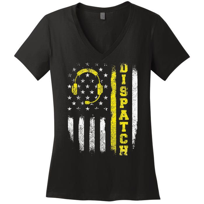 Dispatch 911 Dispatcher First Responder Emergency Call USA Women's V-Neck T-Shirt