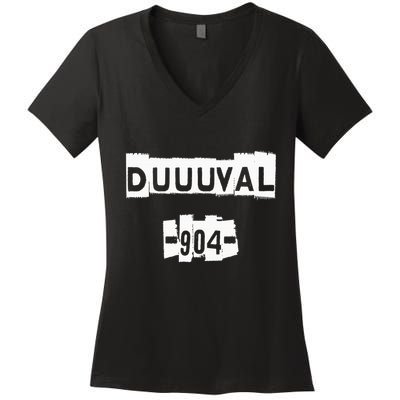 Duuuval 904 Jacksonville Florida Peferct Jax Women's V-Neck T-Shirt