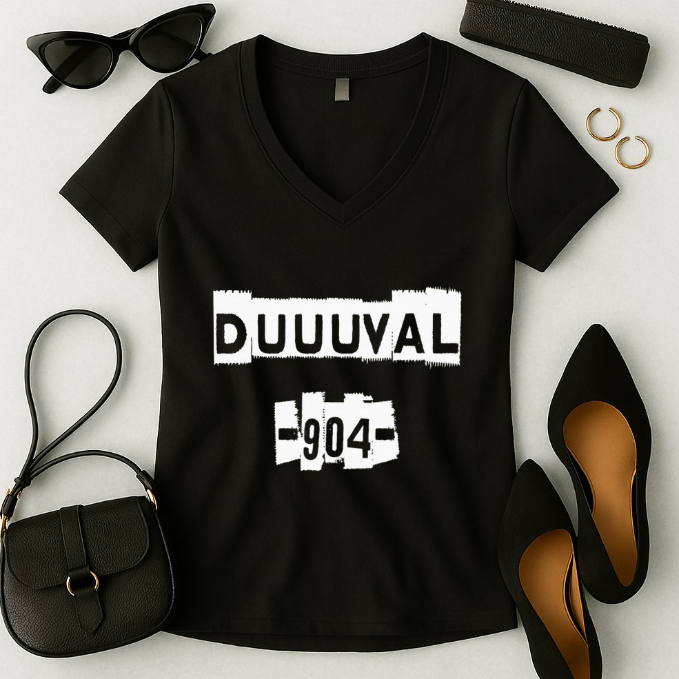 Duuuval 904 Jacksonville Florida Peferct Jax Women's V-Neck T-Shirt