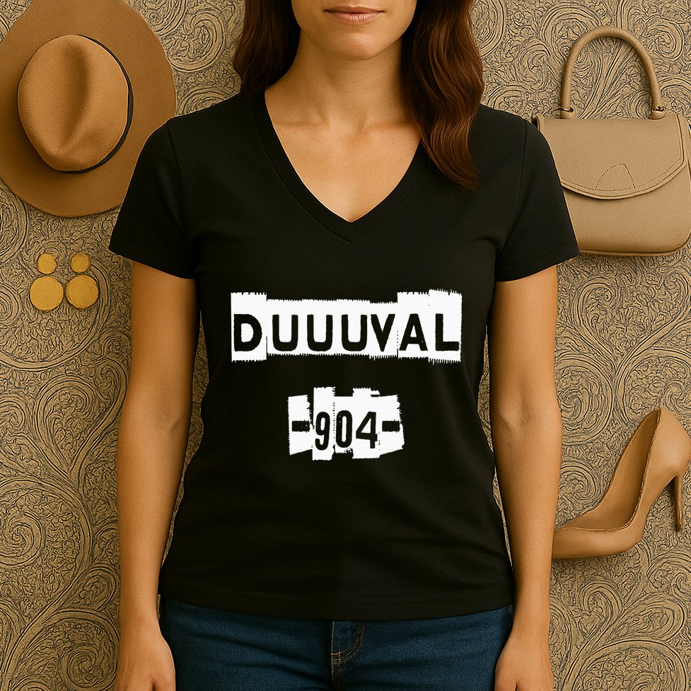 Duuuval 904 Jacksonville Florida Peferct Jax Women's V-Neck T-Shirt