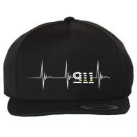 Dispatcher 911 Vintage Usa Flag Heartbeat Ekg Pulse Dispatch Wool Snapback Cap