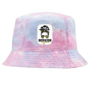 Dispatcher 911 Women Messy Bun American Flag Dispatch Squad Tie-Dyed Bucket Hat