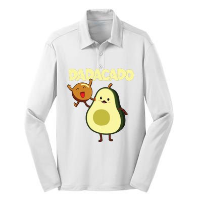 Dadacado Avocado 1st Birthday Dad Daddy Father Dada Silk Touch Performance Long Sleeve Polo