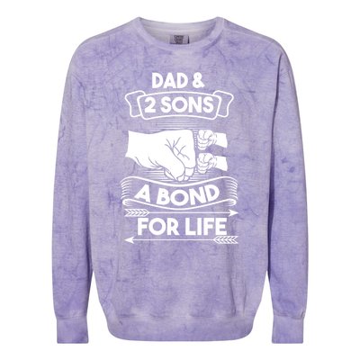 Dad And 2 Sons A Bond For Life Son Father Daddy Gift Colorblast Crewneck Sweatshirt