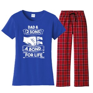 Dad And 2 Sons A Bond For Life Son Father Daddy Gift Women's Flannel Pajama Set