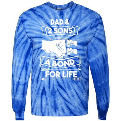 Dad And 2 Sons A Bond For Life Son Father Daddy Gift Tie-Dye Long Sleeve Shirt