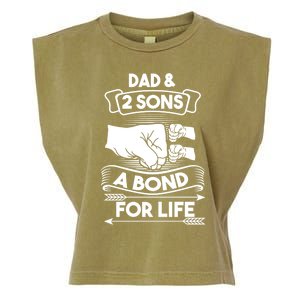 Dad And 2 Sons A Bond For Life Son Father Daddy Gift Garment-Dyed Women's Muscle Tee