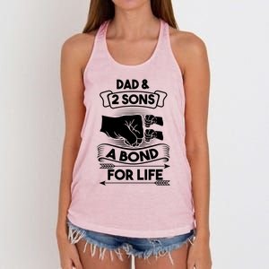 Dad And 2 Sons A Bond For Life Son Father Daddy Gift Women's Knotted Racerback Tank