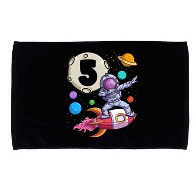 Dabbing Astronaut 5 Yrs Old Birthday Boy Space 5th Birthday Microfiber Hand Towel