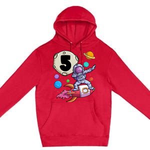 Dabbing Astronaut 5 Yrs Old Birthday Boy Space 5th Birthday Premium Pullover Hoodie