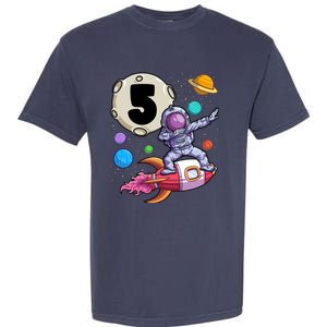 Dabbing Astronaut 5 Yrs Old Birthday Boy Space 5th Birthday Garment-Dyed Heavyweight T-Shirt