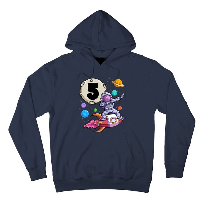 Dabbing Astronaut 5 Yrs Old Birthday Boy Space 5th Birthday Hoodie