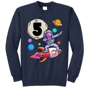 Dabbing Astronaut 5 Yrs Old Birthday Boy Space 5th Birthday Sweatshirt