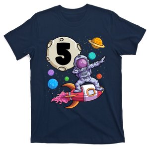 Dabbing Astronaut 5 Yrs Old Birthday Boy Space 5th Birthday T-Shirt