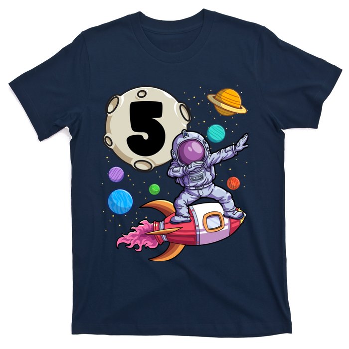 Dabbing Astronaut 5 Yrs Old Birthday Boy Space 5th Birthday T-Shirt