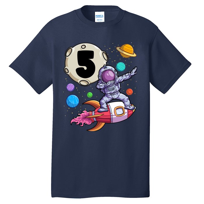 Dabbing Astronaut 5 Yrs Old Birthday Boy Space 5th Birthday Tall T-Shirt