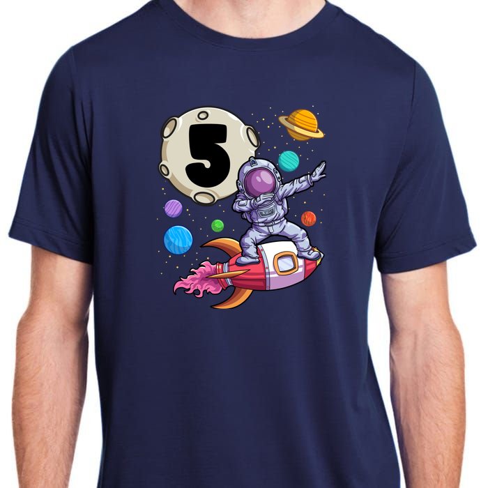 Dabbing Astronaut 5 Yrs Old Birthday Boy Space 5th Birthday Adult ChromaSoft Performance T-Shirt