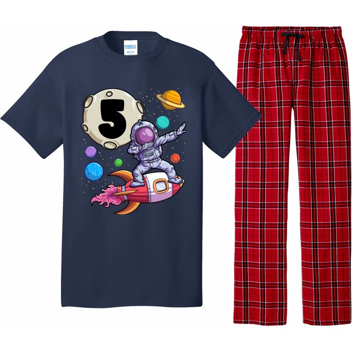 Dabbing Astronaut 5 Yrs Old Birthday Boy Space 5th Birthday Pajama Set