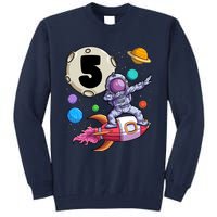 Dabbing Astronaut 5 Yrs Old Birthday Boy Space 5th Birthday Tall Sweatshirt