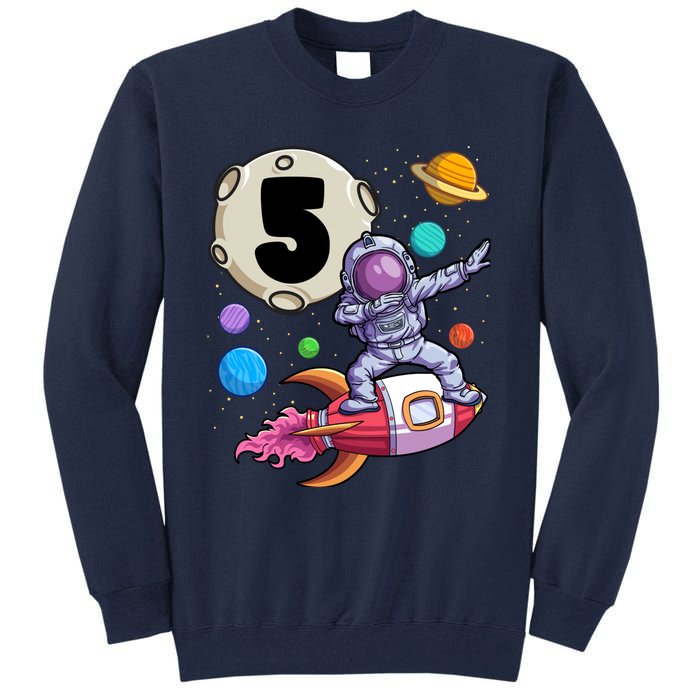 Dabbing Astronaut 5 Yrs Old Birthday Boy Space 5th Birthday Tall Sweatshirt