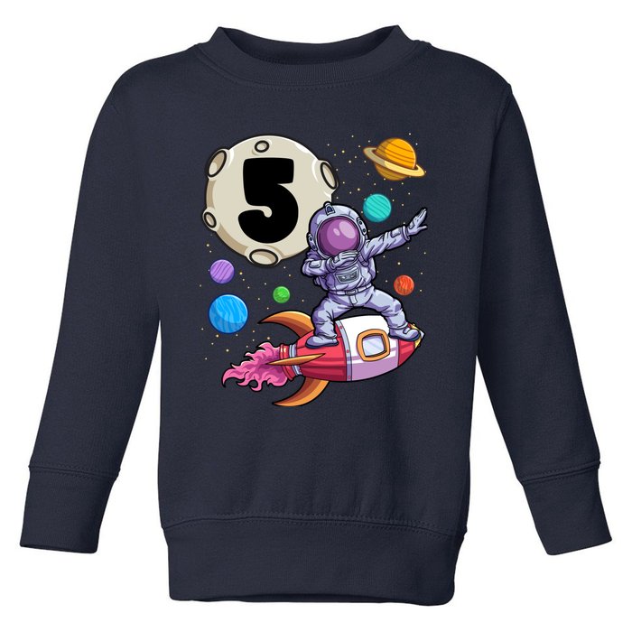 Dabbing Astronaut 5 Yrs Old Birthday Boy Space 5th Birthday Toddler Sweatshirt