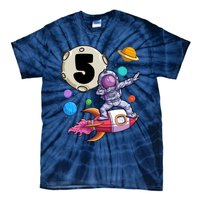 Dabbing Astronaut 5 Yrs Old Birthday Boy Space 5th Birthday Tie-Dye T-Shirt