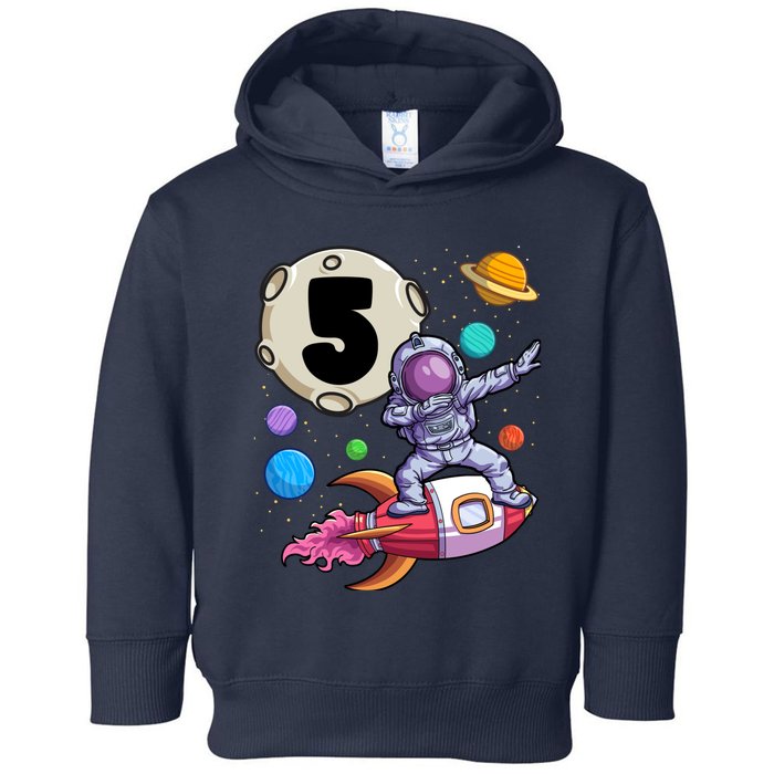 Dabbing Astronaut 5 Yrs Old Birthday Boy Space 5th Birthday Toddler Hoodie