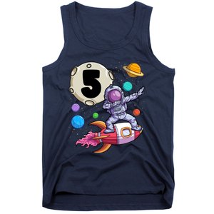 Dabbing Astronaut 5 Yrs Old Birthday Boy Space 5th Birthday Tank Top