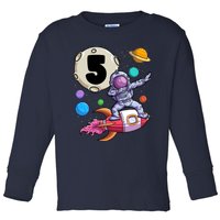 Dabbing Astronaut 5 Yrs Old Birthday Boy Space 5th Birthday Toddler Long Sleeve Shirt