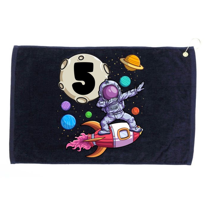 Dabbing Astronaut 5 Yrs Old Birthday Boy Space 5th Birthday Grommeted Golf Towel