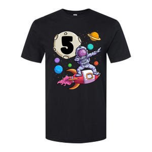 Dabbing Astronaut 5 Yrs Old Birthday Boy Space 5th Birthday Softstyle CVC T-Shirt