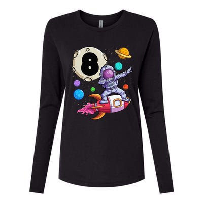 Dabbing Astronaut 8 Yrs Old Birthday Space 8th Birthday Womens Cotton Relaxed Long Sleeve T-Shirt