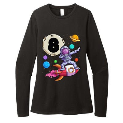 Dabbing Astronaut 8 Yrs Old Birthday Space 8th Birthday Womens CVC Long Sleeve Shirt