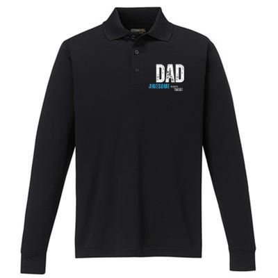 Dad Awesome Always There FatherS Day Performance Long Sleeve Polo