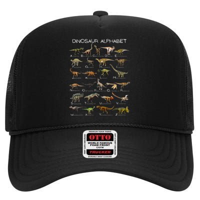 Dinosaur Alphabet ABC Dino Paleontology Educational High Crown Mesh Back Trucker Hat