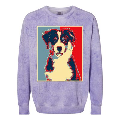 Dog Artwork Aussie Vintage Silhouette Australian Shepherd Colorblast Crewneck Sweatshirt