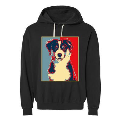 Dog Artwork Aussie Vintage Silhouette Australian Shepherd Garment-Dyed Fleece Hoodie