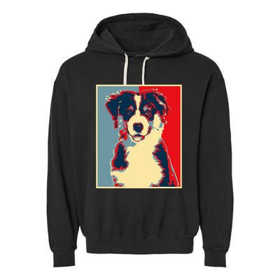 Dog Artwork Aussie Vintage Silhouette Australian Shepherd Garment-Dyed Fleece Hoodie