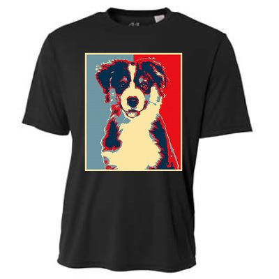 Dog Artwork Aussie Vintage Silhouette Australian Shepherd Cooling Performance Crew T-Shirt