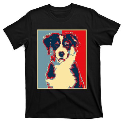 Dog Artwork Aussie Vintage Silhouette Australian Shepherd T-Shirt