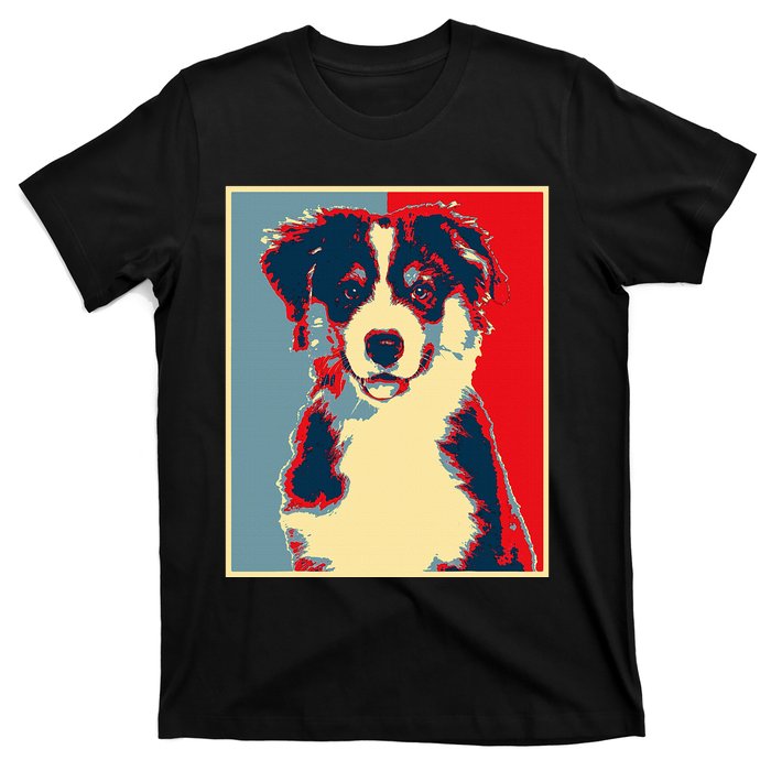 Dog Artwork Aussie Vintage Silhouette Australian Shepherd T-Shirt